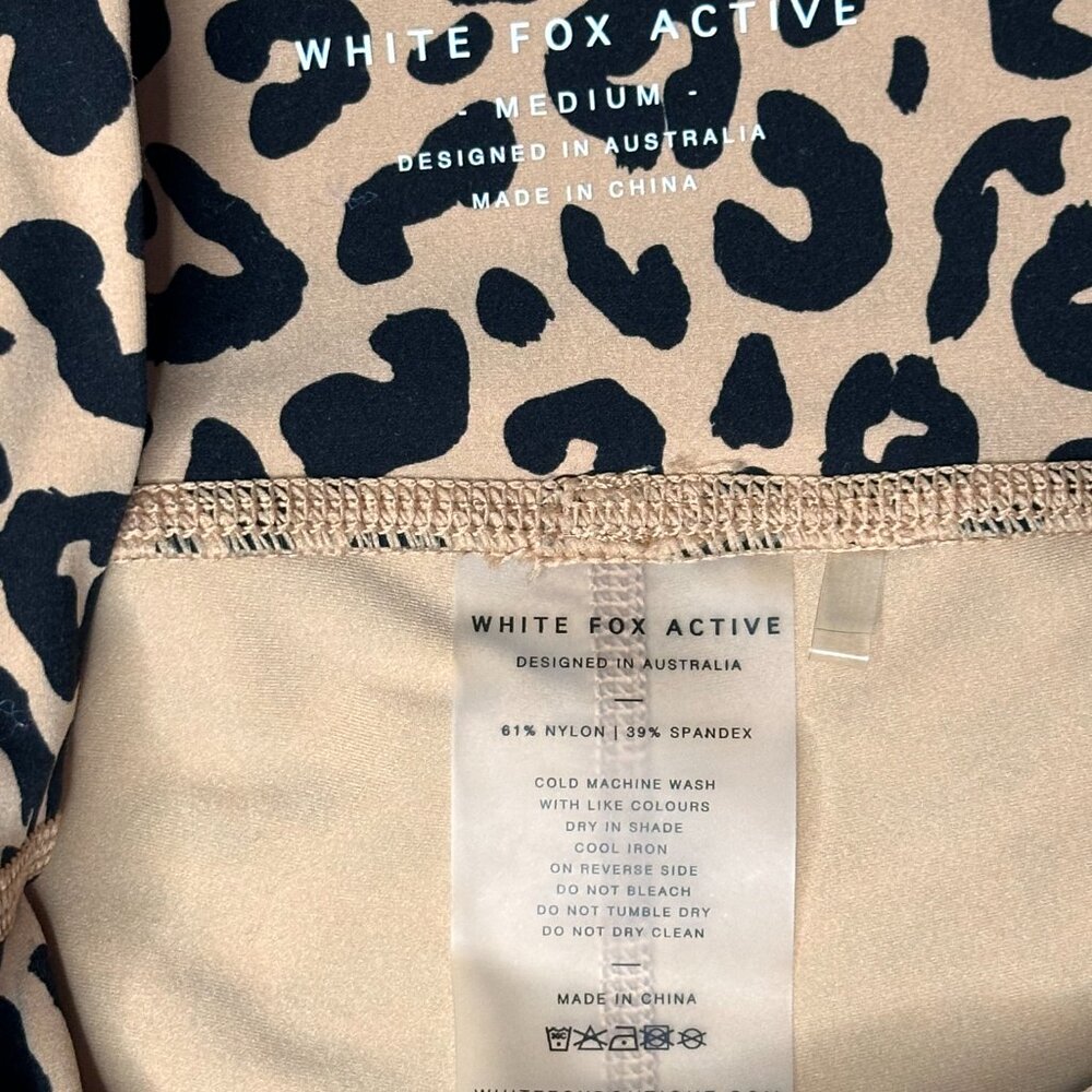White Fox Boutique Active High Waisted Tan Leopard Print Biker Shorts Size M - Picture 5 of 8